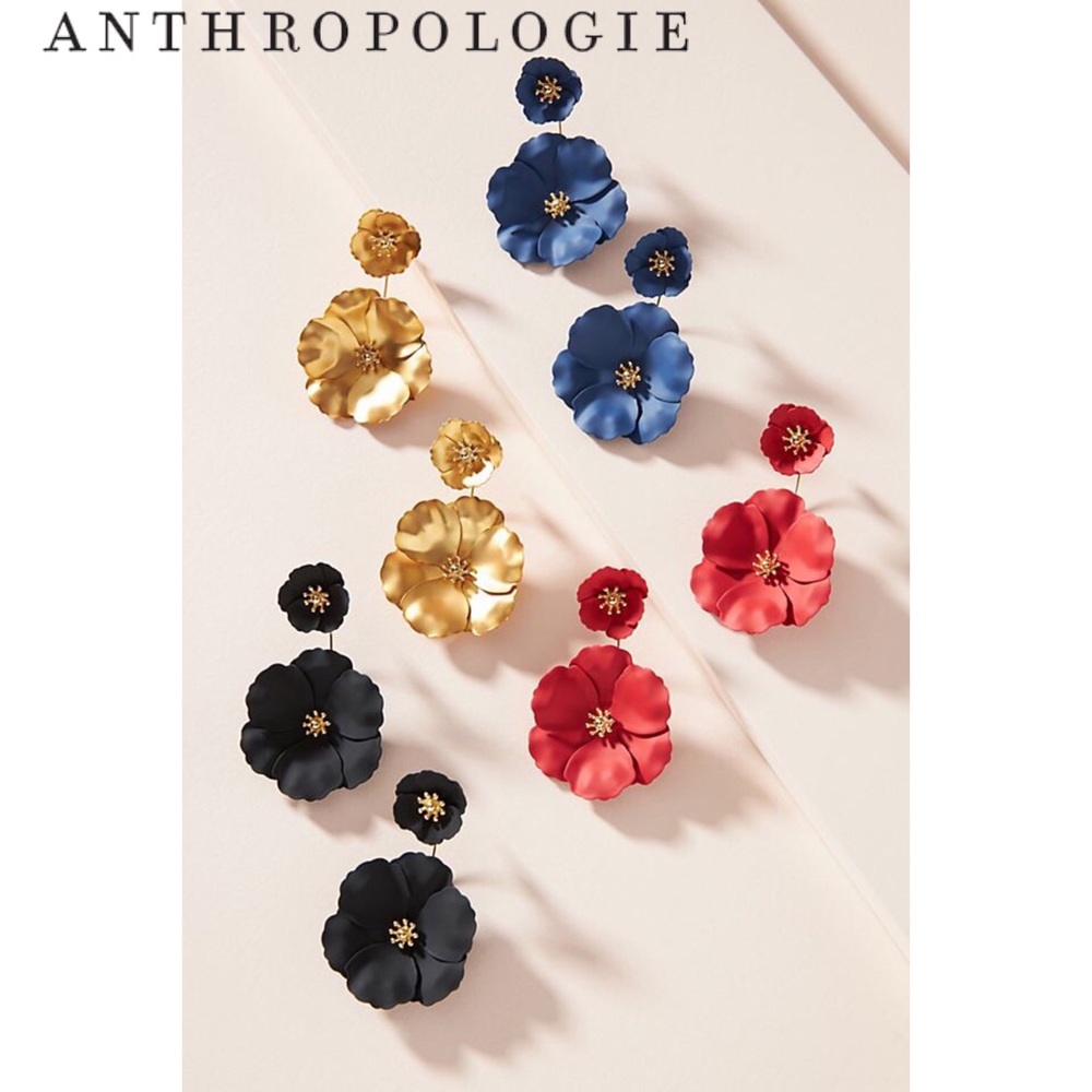 Anthropologie Flower Power Drop Earrings